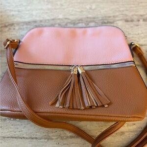 Pink and Brown Crossbody Bag